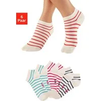H.I.S Sneakersocken Damen Sneaker Socken, Geringelte Knöchelsocken, Freizeitsocken (Packung, 6-Paar, Ankle Socks Gr. 35-38 bis 39-42) mit maritimen Design