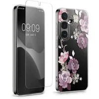 kwmobile Smartphone-Hülle Hülle für Samsung Galaxy S26 Handyhülle - Silikon, Case mit Schutzfolie Blumenblüten und Rosen Design