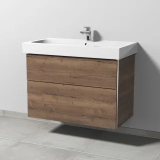 Sanipa 3way Waschtischunterbau zu Geberit iCon Waschtisch mit 2 Auszügen, Eiche-Tabak BR65250