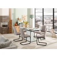 HELA Essgruppe Ariana, Esstisch mit 6 Stühlen, ausziehbarer Küchentisch, (Set, 7-tlg., 1 Tisch ausziehbar / 6 Stühle), Tisch 120-160cm, 6 Stühle mit hoher Belastbarkeit