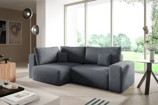 Ecksofa Schlafsofa Sofa ARONA in Stoff Centaur Dunkelgrau Ottomane Links
