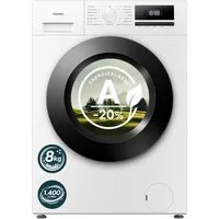 homeX Waschmaschine WF814H1A-W, 8 kg, 1400 U/min, Frontlader 8kg, Dampffunktion, AquaStop, Inverter Motor, EEK A -20%