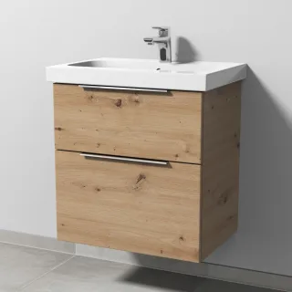 Sanipa 3way Waschtischunterbau zu Geberit iCon Light Waschtisch mit 2 Auszügen, Eiche Natural-Touch UM57185