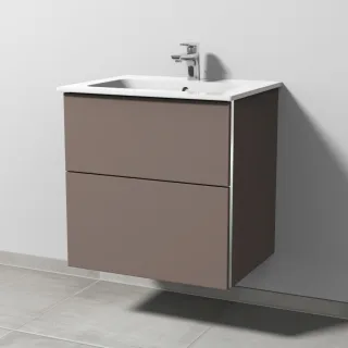 Sanipa 3way Waschtischunterbau zu Duravit ME by Starck Waschtisch mit 2 Auszügen, Taupe-Matt BP7241T