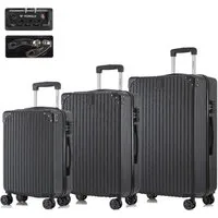 YONSLY Trolleyset Hartschalen Reisekoffer Trolley für Kurztrip, Urlaub und Familie, 4 Rollen, (M-L-XL Set, 3 tlg., Handgepäck-, Reise- und XL-Koffer), mit TSA-Schloss, YKK-Reißverschluss und austauschbaren Rollen