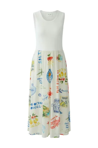 Oui - Midikleid white red - Gr. - 40