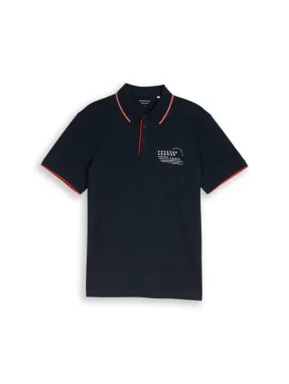 Tom Tailor - Jersey Poloshirt mit Print sky captain blue - Gr. - XXL