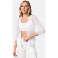 Rayshyne Bolero Bolero Cardigan Transparent Feminin Festlich (leichter Damen Sommerlicher Bolero Strickjacke festlich mit 3/4 Arm)