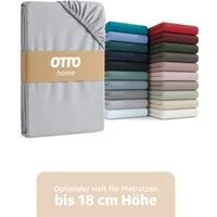 OTTO home Spannbettlaken PHYSALIS in BASIC und PREMIUM Qualität, 100% Baumwolle, Jersey (160 g/m), Gummizug: rundum, (2 Stück), für Matratzen bis 18 cm Höhe, Bettlaken, Spannbetttuch, pflegeleicht