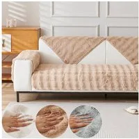 BTTO Sofaschoner Hussen Rutschfeste Überwurf Einfarbig Sofahussen Couch Bezug Ecksofa, für Wohnzimmer Sofaüberwurf Superweiche SofaÜberwurf aus Kunstpelz