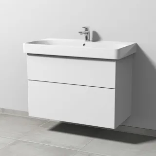 Sanipa 3way Waschtischunterbau zu Geberit Smyle Square Waschtisch mit 2 Auszügen, Weiß-Soft SM67143