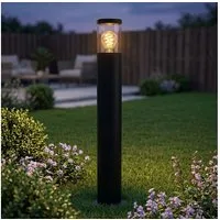 GLOBO LIGHTING LED Außen-Stehlampe, Leuchtmittel inklusive, Warmweiß, LED Außenstehleuchte Edelstahl schwarz rauch Garten Wegelampe H 80 cm