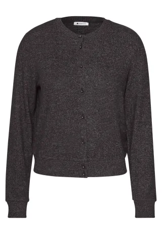 Street One - Langarm Jacke im Strick-Look mit Rundhals black coffee mel. - Gr. - 42