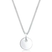 Elli Kette mit Anhänger Panzerkette mit Kreis Rund Plättchen 925 Silber