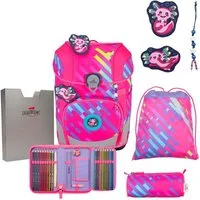 DerDieDas® Schulranzen Exklusiv Neon Schulranzenset 5-teilig (Set, 5-tlg)