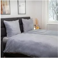 Casa Colori Bettwäsche Teddy Flausch, Polyester, 2 teilig, uni, silber