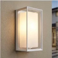 GLOBO LIGHTING Außen-Wandleuchte, Leuchtmittel nicht inklusive, Außenleuchte Wandlampe Hauswandleuchte E27 weiß Alu satiniert Hof