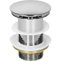 LuxeBath Ablaufgarnitur Ablaufventil für Waschbecken & Waschtisch Pop Up Ventil Doppeldichtung (Komplett-Set) Abflussgarnitur aus Messing verchromt ohne Überlauf Universal Silber