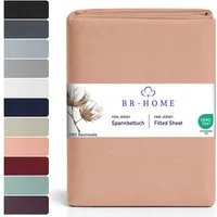 BR-Home Spannbettlaken bis zu 25cm, 100% Baumwolle Jersey Bettlaken, Spannbetttuch 145 g/m², Gummizug: rundum, (1 Stück), Rundumgummi, Atmungsaktiv