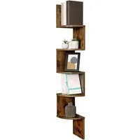 VASAGLE Eckregal, 1-tlg., Wandregal, Bücherregal mit 5 Ablagen, Höhe 126cm