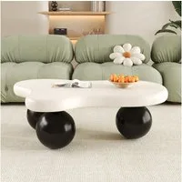 Ulife Couchtisch Wohnzimmertisch, Beistelltisch, mit LED-Beleuchtung, 16 Farben wählbar, Wolkenform+Rundbein-Design, 95x62,5x32cm