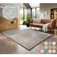 OTTO home Wollteppich Pirker, rechteckig, Höhe: 12 mm, Wendeteppich, meliert, reine Wolle, handgewebt, Scandi, Wohnzimmer