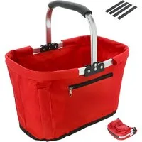 CEPEWA Einkaufskorb Einkaufskorb faltbar rot Alu Polyester 600D 42x40x28cm verstärkt Griff