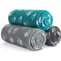 wometo Tierdecke 3er Set Tierdecke eco-line aus 100% recyceltem Fleece, OEKO-TEX®, süßer Pfötchen-Print, aus 100% recyceltem Material