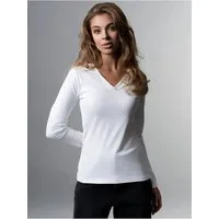 Trigema T-Shirt TRIGEMA Langarmshirt mit V-Ausschnitt (1-tlg)