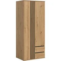 Home affaire Kleiderschrank ALVA, Breite 80 cm, mit griffloser Front in Paneeloptik, Schrank (Schlafzimmerschrank in weiteren Ausführungen erhältlich) 2 Türen, 2 Schubkästen, 2 Kleiderstangen, 4 Einlegeböden