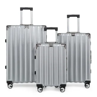 Hartschalenkoffer Silber Kofferset Robustes 8-Rollen-Gepäck Handgepäck Reisetasche