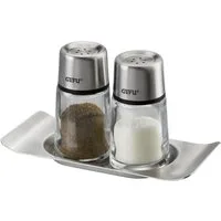 GEFU Salz- / Pfefferstreuer BRUNCH Set, (Set, 3-tlg), stilvolles, modernes Design aus hochwertigem Edelstahl und Glas