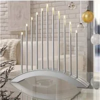 MeLiTec Fensterleuchter SL19-1, LED wechselbar, warmweiß, LED, Lichterbogen, Schwibbogen, Advent, Weihnachtsleuchter, Chrom, XMAS