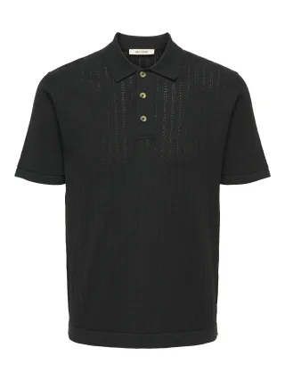 ONLY&SONS - ONSMOON REG 12 SS POLO KNIT NOOS Black - Gr. - S