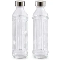 Basera® Trinkflasche 2er-Set Glasflasche mit Edelstahlverschluss, 500 ml