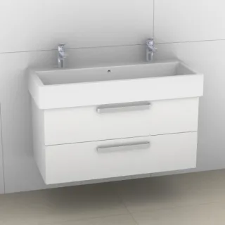 Artiqua 411 Waschtischunterschrank für Vero 045410 mit 2 Armaturbohrungen Weiß Glanz, 411-WU2L-D23-7 411-WU2L-D23-7050-68
