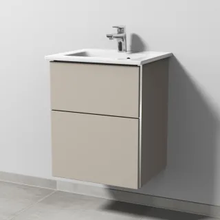 Sanipa 3way Keramik-Set Venticello Keramik-Waschtisch und Unterbau mit 2 Auszügen, Kaschmir-Matt BP3201U