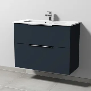 Sanipa 3way Waschtischunterbau zu Duravit ME by Starck Waschtisch mit 2 Auszügen, Marine-Matt UP7231R