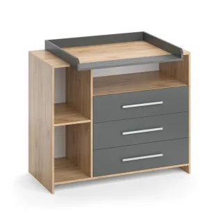 Vicco Wickelkommode, Anthrazit, Sonoma Eiche, Holzwerkstoff, 7 Fächer, 3 Schubladen, Rechteckig, 113x100x53 cm, Babymöbel, Wickelkommoden & Zubehör, Wickelkommoden
