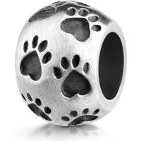 Materia Bead Bead mit Tierpfoten Hund Katze antik oxidiert 44, 925 Sterling Silber