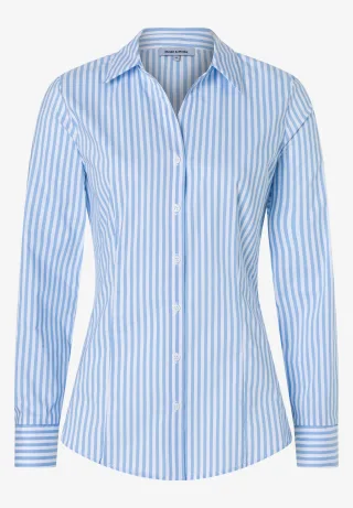 MORE & MORE - gestreifte Hemdbluse blau - Gr. - 40