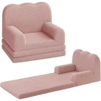 GarveeMore Kindersofa 2-in-1 Schlafsofa Sofabett Klappsofa für Kinder aus Teddystoff