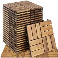 tectake Terrassendielen Terrassenfliesen 20er Set mit Klicksystem, 31 x 31 x 2,2 cm, 1,922 m², BxL: je 31,00x31,00 cm, (Terrassenplatten Außenbereich Tabula, 20-St., in braun), massives Akazienholz, mit Drainage, wetterfest