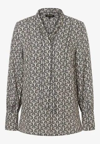 MORE & MORE - Printbluse mit Schluppe beige/grau - Gr. - 36