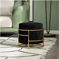 HOMCOM Sitzhocker mit Stauraum, Kleiner Hocker mit Deckel (Fußhocker, 1 St., Polsterhocker mit Stahrahmen), für Wohnzimmer Schlafzimmer, 42 x 42 x 39 cm, Schwarz