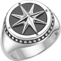 GIORGIO MARTELLO MILANO Silberring Siegelring mit schwarzer Achat-Einlage, Silber 925