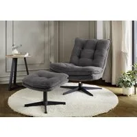 Jockenhöfer Gruppe Relaxsessel Kasper, B: 76 cm, Sitzhöhe: 47 cm, Set: mit Hocker, 360° Drehfunktion, Cord