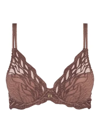 Chantelle Lingerie - Vibe Tiefaugeschnittener T-Shirt BH cinnamon lurex - Gr. - 75D