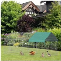 PawHut Kleintierkäfig Tiergehege mit Abdeckung, Meerschweinchen Gehege, Außengehege, Stahl, Stahl, 220 x 103 x 103 cm, Grün
