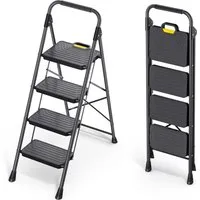 KINGRACK Trittleiter klappbar, bis 360 kg belastbar, mit breiten Anti-Rutsch-Stufen (1-St), stabiler Tritthocker für Küche und Haushalt, 4 Stufen